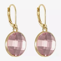Monet Jewelry Womens Pink Glass Round Cushion Drop Earrings