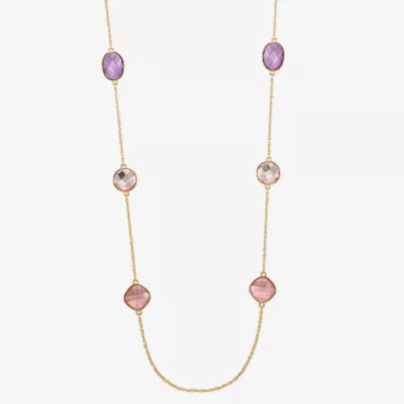 Monet Jewelry Womens Pink Glass 36 Inch Strand Necklace