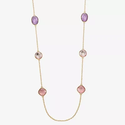 Monet Jewelry Womens Pink Glass 36 Inch Strand Necklace