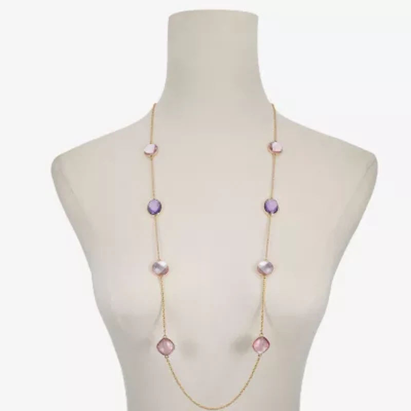 Monet Jewelry Womens Pink Glass 36 Inch Strand Necklace
