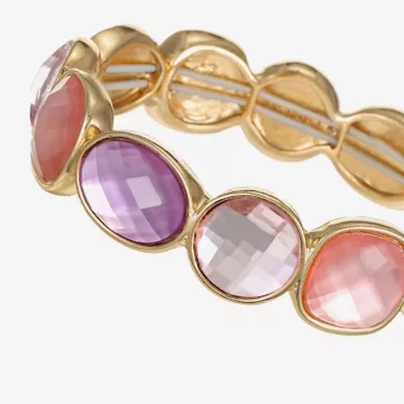 Monet Jewelry Womens Pink Glass Round Stretch Bracelet