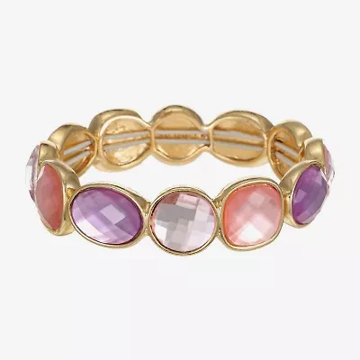Monet Jewelry Womens Pink Glass Round Stretch Bracelet