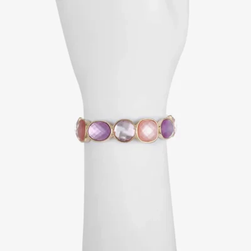 Monet Jewelry Womens Pink Glass Round Stretch Bracelet