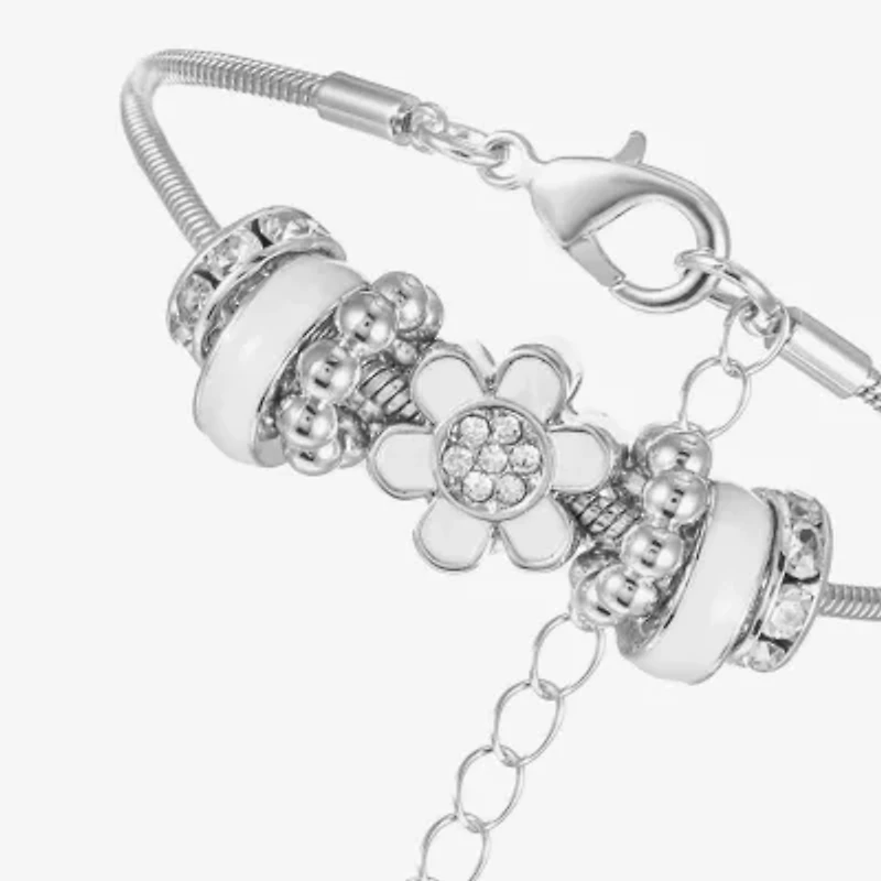 Liz Claiborne Womens Glass Flower Charm Bracelet