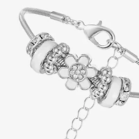 Liz Claiborne Womens Glass Flower Charm Bracelet