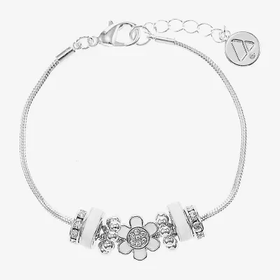 Liz Claiborne Womens Glass Flower Charm Bracelet