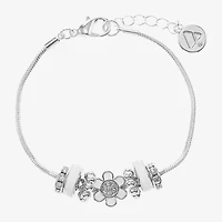 Liz Claiborne Womens Glass Flower Charm Bracelet