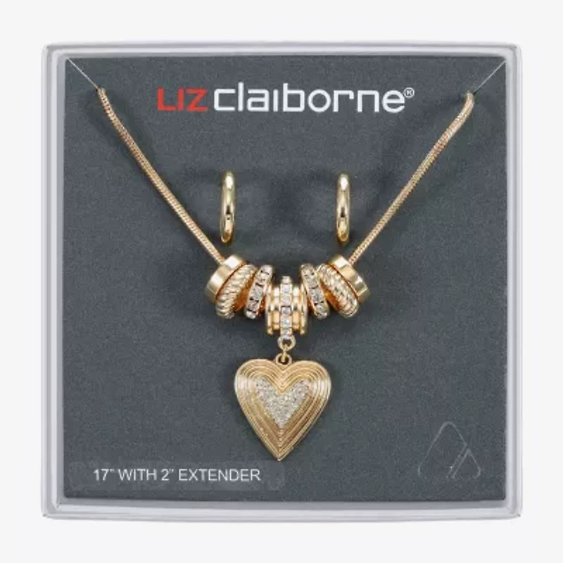 Liz Claiborne Womens Glass Heart 2-pc. Jewelry Set