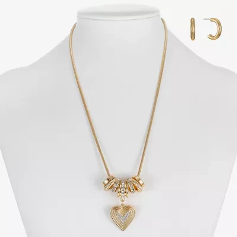 Liz Claiborne Womens Glass Heart 2-pc. Jewelry Set