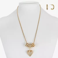 Liz Claiborne Womens Glass Heart 2-pc. Jewelry Set