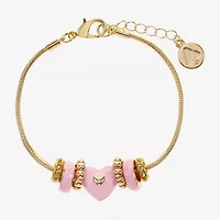 Liz Claiborne Womens Glass Heart Charm Bracelet