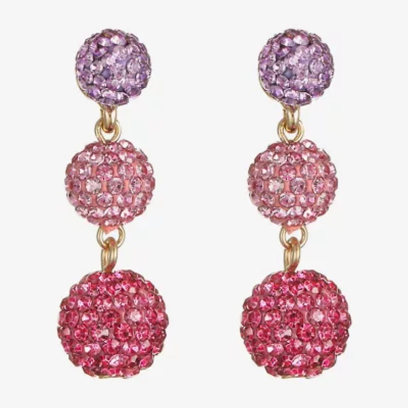 Monet Jewelry Womens Pink Glass Round Hypoallergenic Drop Earrings