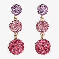 Monet Jewelry Womens Pink Glass Round Hypoallergenic Drop Earrings