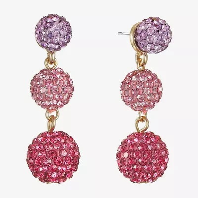Monet Jewelry Womens Pink Glass Round Hypoallergenic Drop Earrings