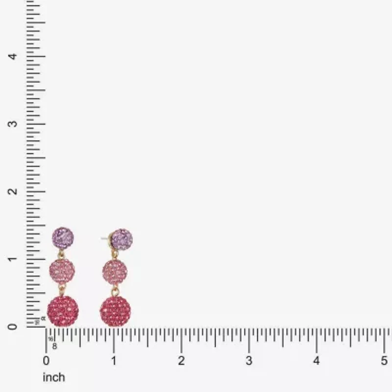 Monet Jewelry Womens Pink Glass Round Hypoallergenic Drop Earrings