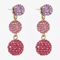 Monet Jewelry Womens Pink Glass Round Hypoallergenic Drop Earrings