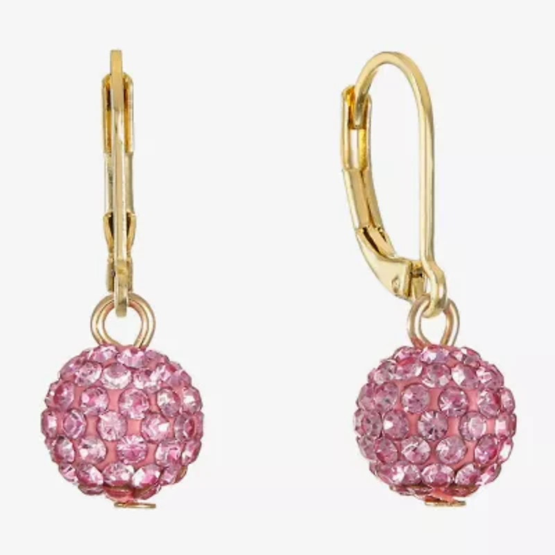 Monet Jewelry Womens Pink Glass Round Drop Earrings