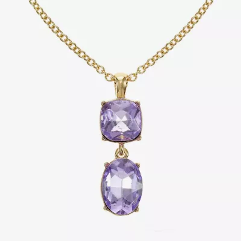 Monet Jewelry Womens Glass Cushion 17 Inch Pendant Necklace
