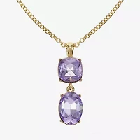 Monet Jewelry Womens Glass Cushion 17 Inch Pendant Necklace