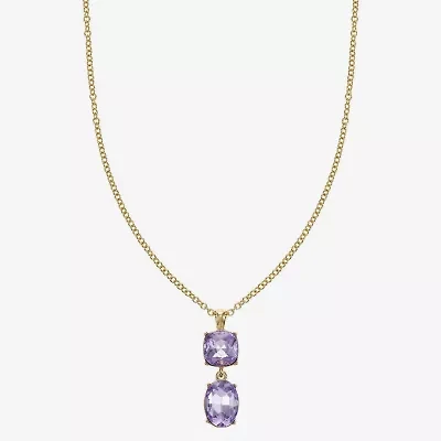 Monet Jewelry Womens Glass Cushion 17 Inch Pendant Necklace