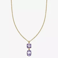 Monet Jewelry Womens Glass Cushion 17 Inch Pendant Necklace