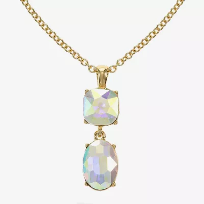 Monet Jewelry Womens Glass Cushion 17 Inch Pendant Necklace