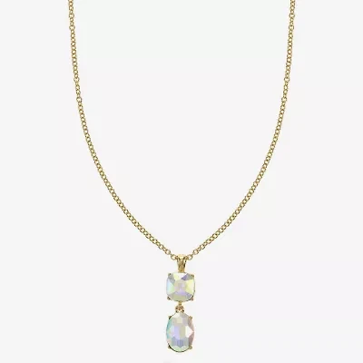 Monet Jewelry Womens Glass Cushion 17 Inch Pendant Necklace