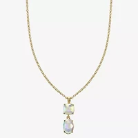 Monet Jewelry Womens Glass Cushion 17 Inch Pendant Necklace
