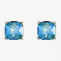 Monet Jewelry Green Glass 10mm Cushion Stud Earrings