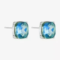 Monet Jewelry Green Glass 10mm Cushion Stud Earrings