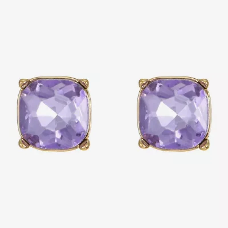 Monet Jewelry Purple Glass 10mm Cushion Stud Earrings