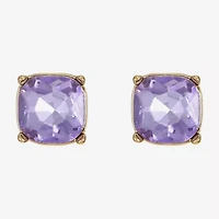 Monet Jewelry Purple Glass 10mm Cushion Stud Earrings