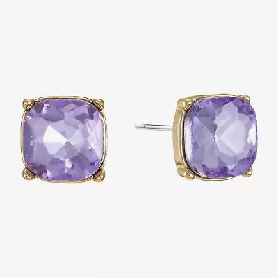 Monet Jewelry Purple Glass 10mm Cushion Stud Earrings