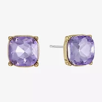 Monet Jewelry Purple Glass 10mm Cushion Stud Earrings