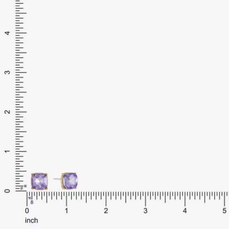 Monet Jewelry Purple Glass 10mm Cushion Stud Earrings