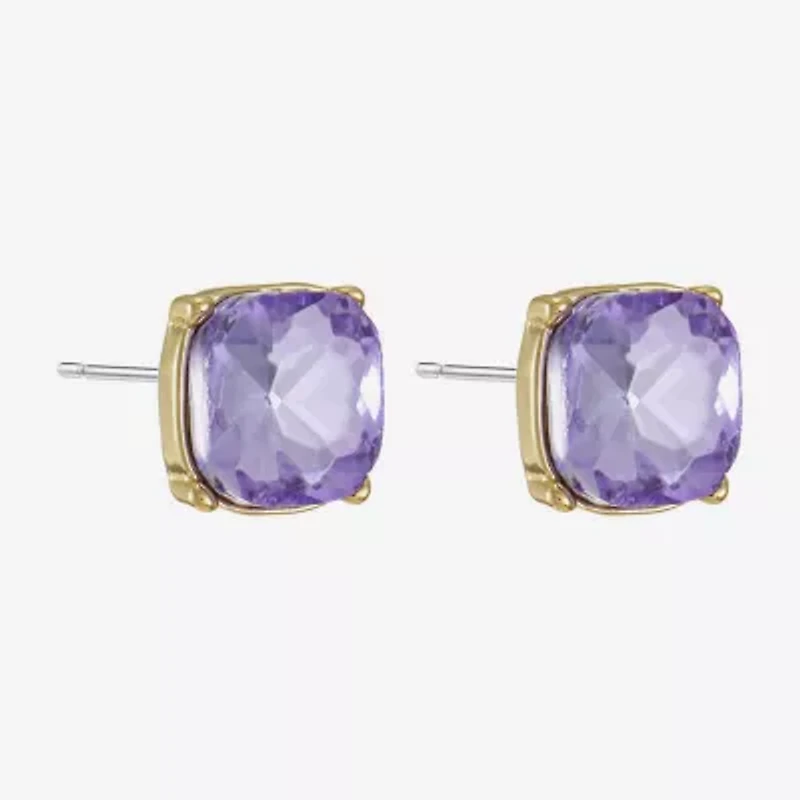 Monet Jewelry Purple Glass 10mm Cushion Stud Earrings