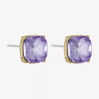 Monet Jewelry Purple Glass 10mm Cushion Stud Earrings