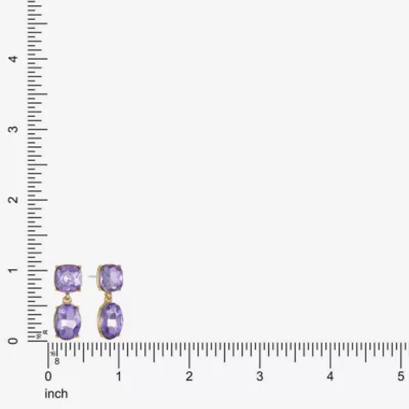 Monet Jewelry Womens Purple Glass Cushion Hypoallergenic Drop Earrings
