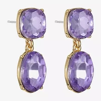 Monet Jewelry Womens Purple Glass Cushion Hypoallergenic Drop Earrings