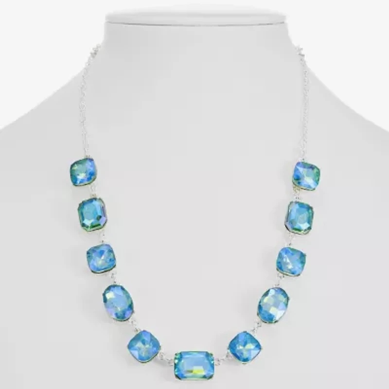 Monet Jewelry Womens Green 17 Inch Collar Necklace