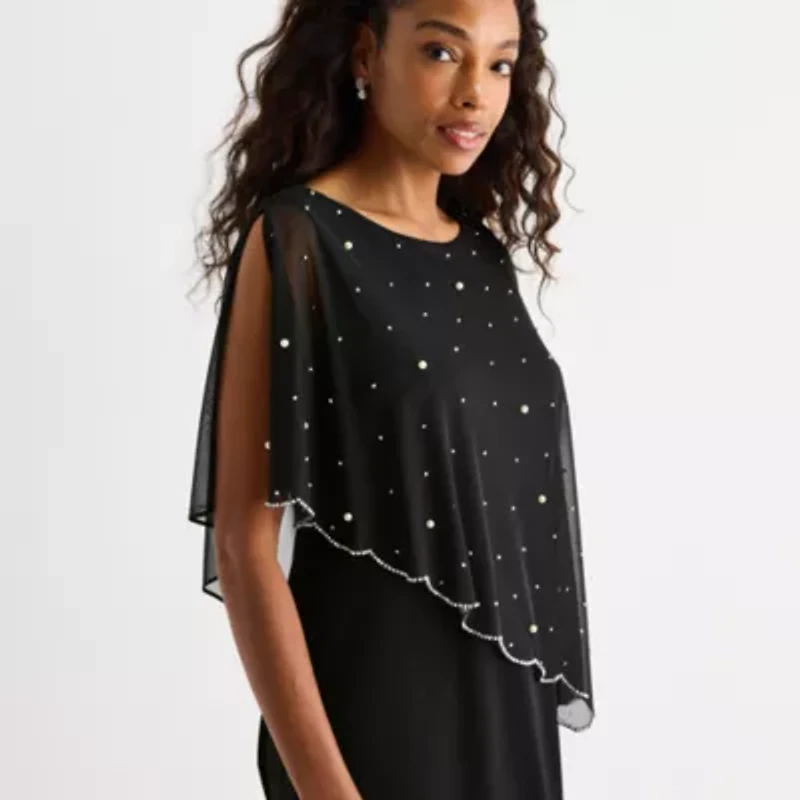 MSK Womens Elbow Sleeve Overlay Sheath Dress