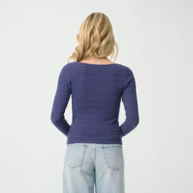 JS Jessica Simpson Womens Square Neck Long Sleeve Blouse