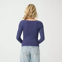 JS Jessica Simpson Womens Square Neck Long Sleeve Blouse