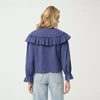 JS Jessica Simpson Womens V Neck Long Sleeve Blouse