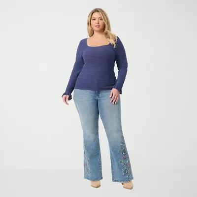 JS Jessica Simpson Womens Plus Flare High Rise Pant