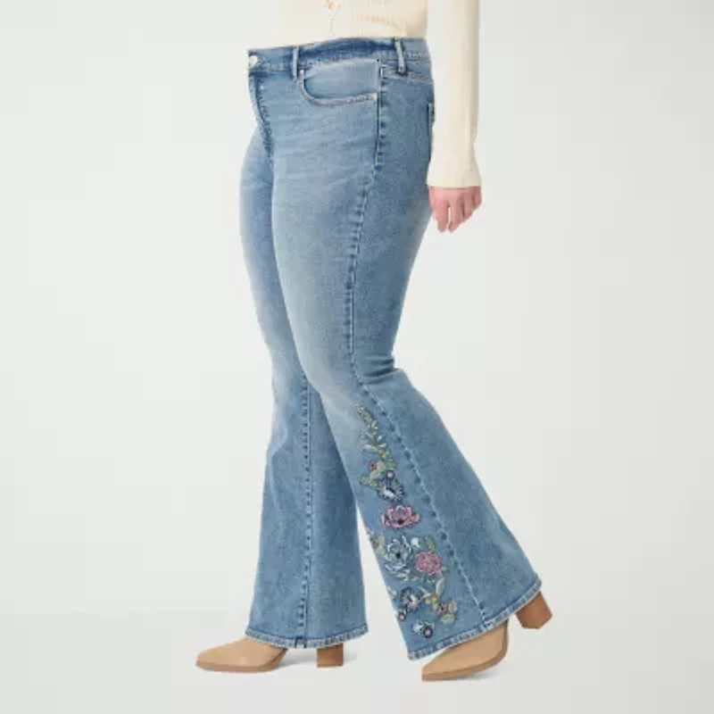 JS Jessica Simpson Womens Plus Flare High Rise Pant