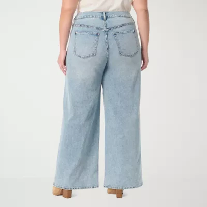 JS Jessica Simpson Womens Plus High Rise Wide Leg Jean