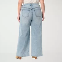 JS Jessica Simpson Womens Plus High Rise Wide Leg Jean