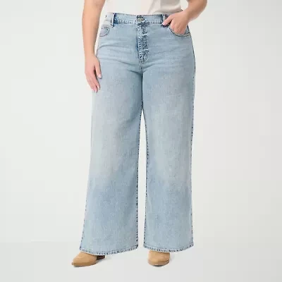 JS Jessica Simpson Womens Plus High Rise Wide Leg Jean