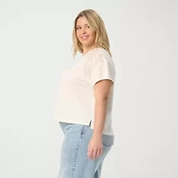 JS Jessica Simpson Womens Plus Short Sleeve Blouse